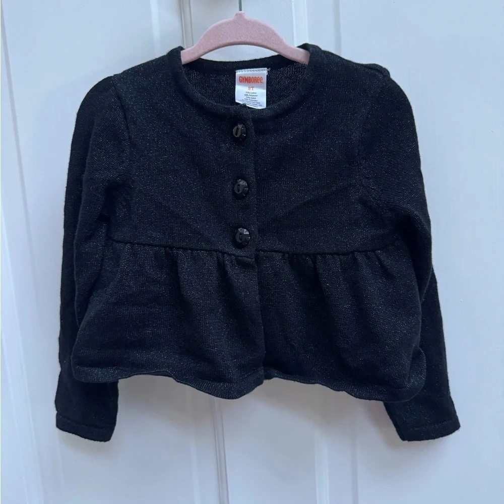 Gymboree 2T Black Shimmery Long Sleeve Flowy Cardigan Sweater